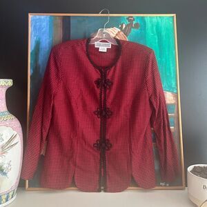 Jessica Howard Red and Black Houndstooth Jacket 12